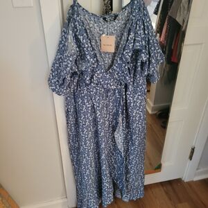 BloomChic Blue Floral High Low Dress